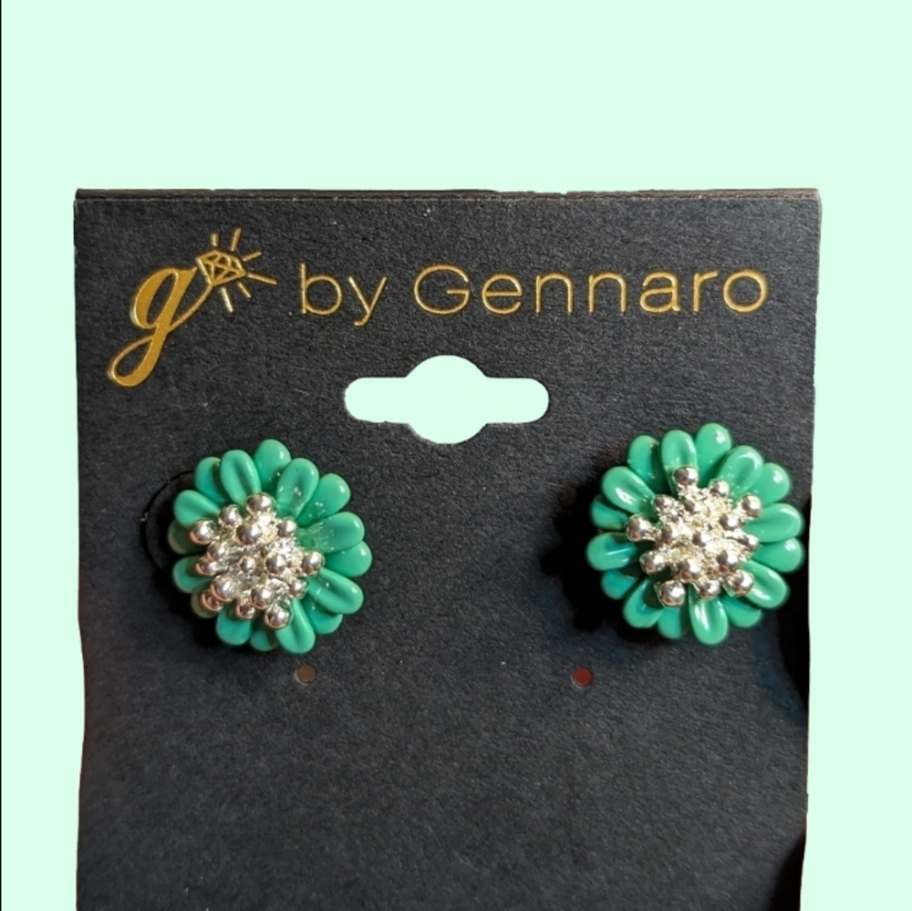 g by Gennaro Green and Silver Tone Earrings